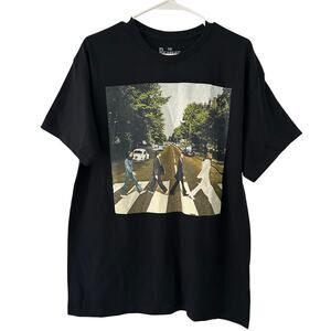 Beatles Men's Unisex Abbey Road Cover Graphic Black Tee T-Shirt M Medium NWOT